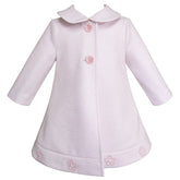 Abrigo de Fiesta para Bebé Niña Color Rosa con Flores Bordadas - Gerat (Tallas 12 y 18 meses)